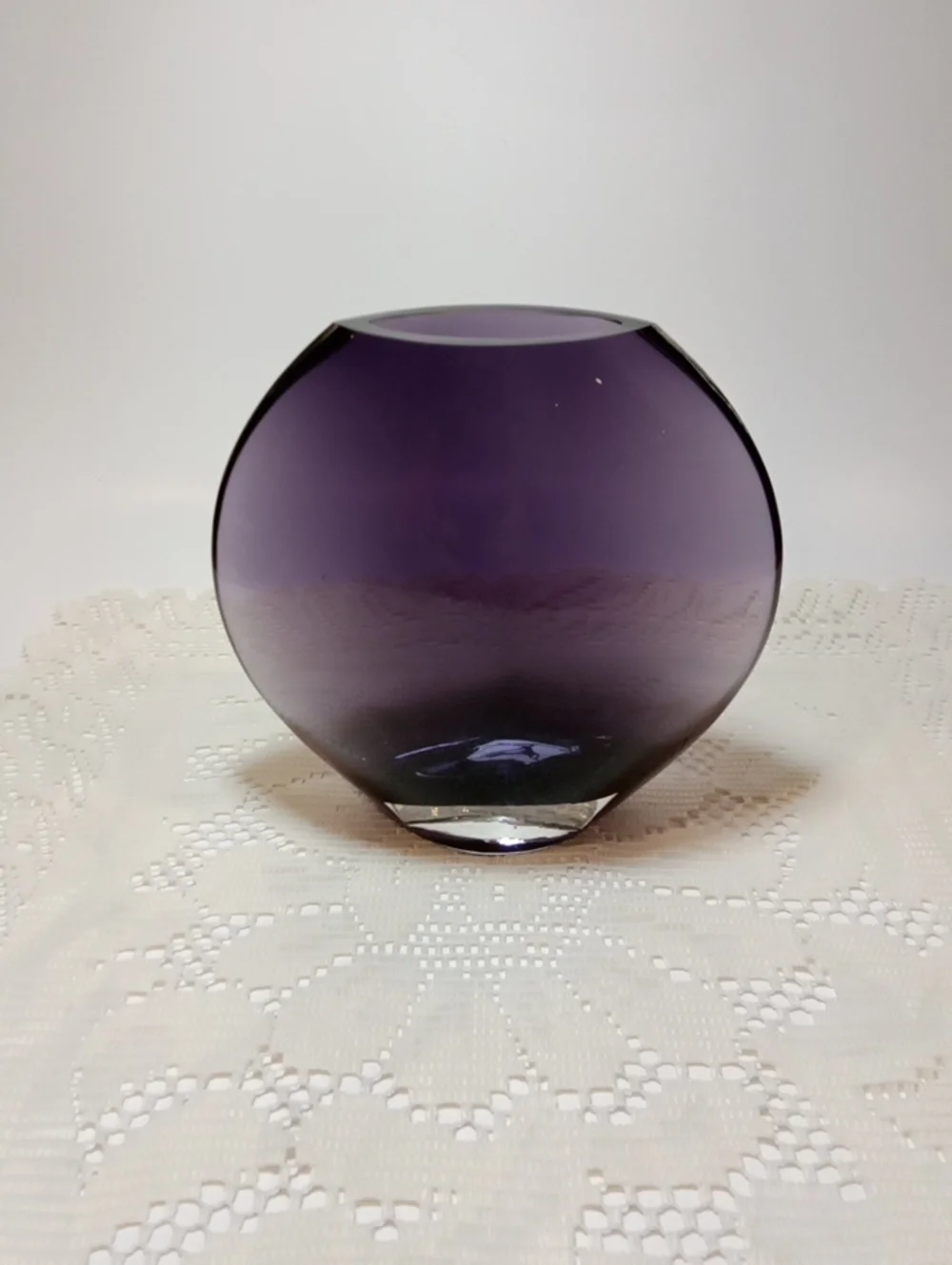 Handblown Purple Round Glass Accent Vase - Elegant Home Accent